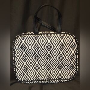 Modella Black White Travel Makeup Bag 12x9.5x3.5"